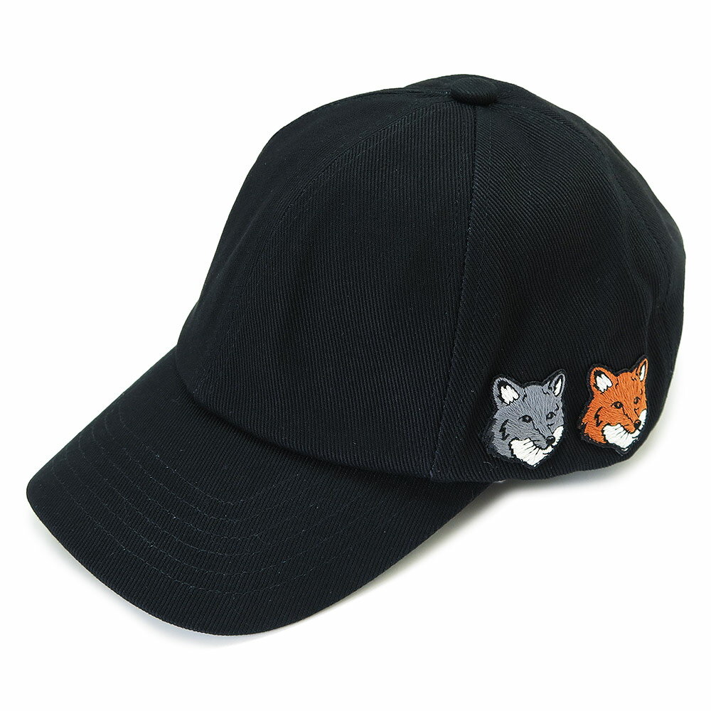 Rakuten - メゾンキツネ MAISON KITSUNE キャップ OM611CFWW0096 P190 ダブル ボールド フォックスヘッド 6P キャップ ベースボールキャップ 帽子 刺繍パッチ アンスラサイト ブラック 【2026年春夏新作】
