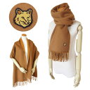 メゾンキツネ マフラー ストール スカーフ LW06201WA0018 M794 フォックス ヘッド パッチ ウール ゴールデンブラウン MAISON KITSUNE FOX HEAD PATCH WOOL SCARF 【2023年秋冬新作】