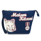 メゾンキツネ ポーチ LW05302WW0083 P476 バーシティ パッチズ クラッチバッグ セカンドバッグ インクブルー MAISON KITSUNE