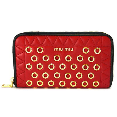 ミュウミュウ 長財布 財布 MIUMIU ラウンドファスナー ナッパ ヴェレ レザー ロッソ 5M0506 NAPPA VELE ROSSO/2BAE F0011