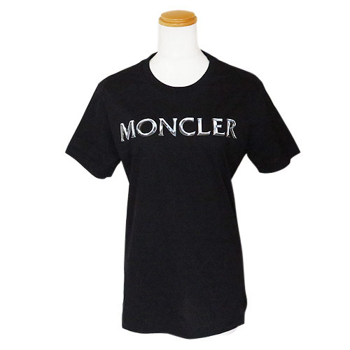 モンクレール Tシャツ 半袖 レディース 8C00015 829ET 999 トップス クルーネック ロゴ ブラック 黒 MONCLER