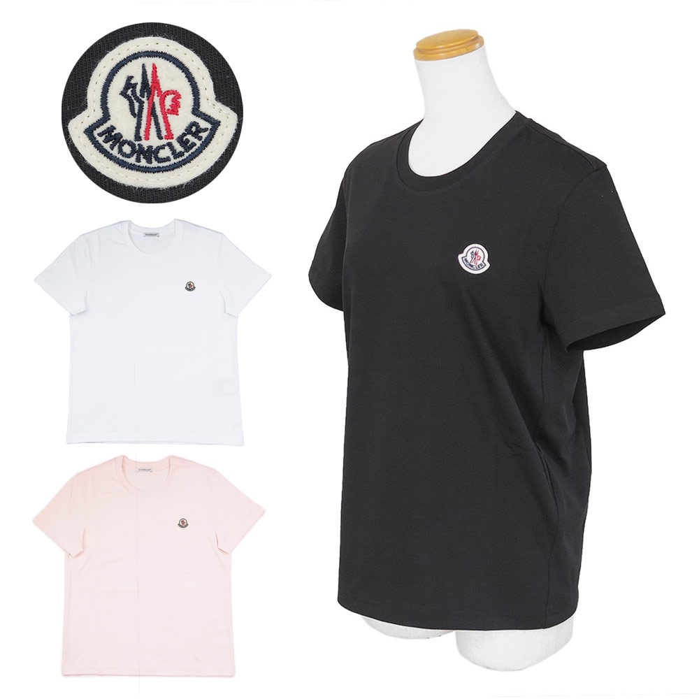 モンクレール MONCLER Tシャツ 半袖 3枚セット レディース 8C00054 89B8U 3PI トップス ロゴパッチ コットン クルーネック ブラック ホワイト ピンク 【2026年春夏新作】