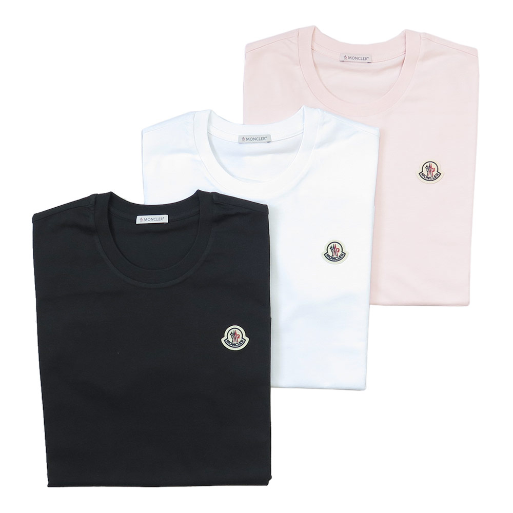 モンクレール MONCLER Tシャツ 半袖 3枚セット レディース 8C00054 89B8U 3PI トップス ロゴパッチ コットン クルーネック ブラック ホワイト ピンク 【2026年春夏新作】