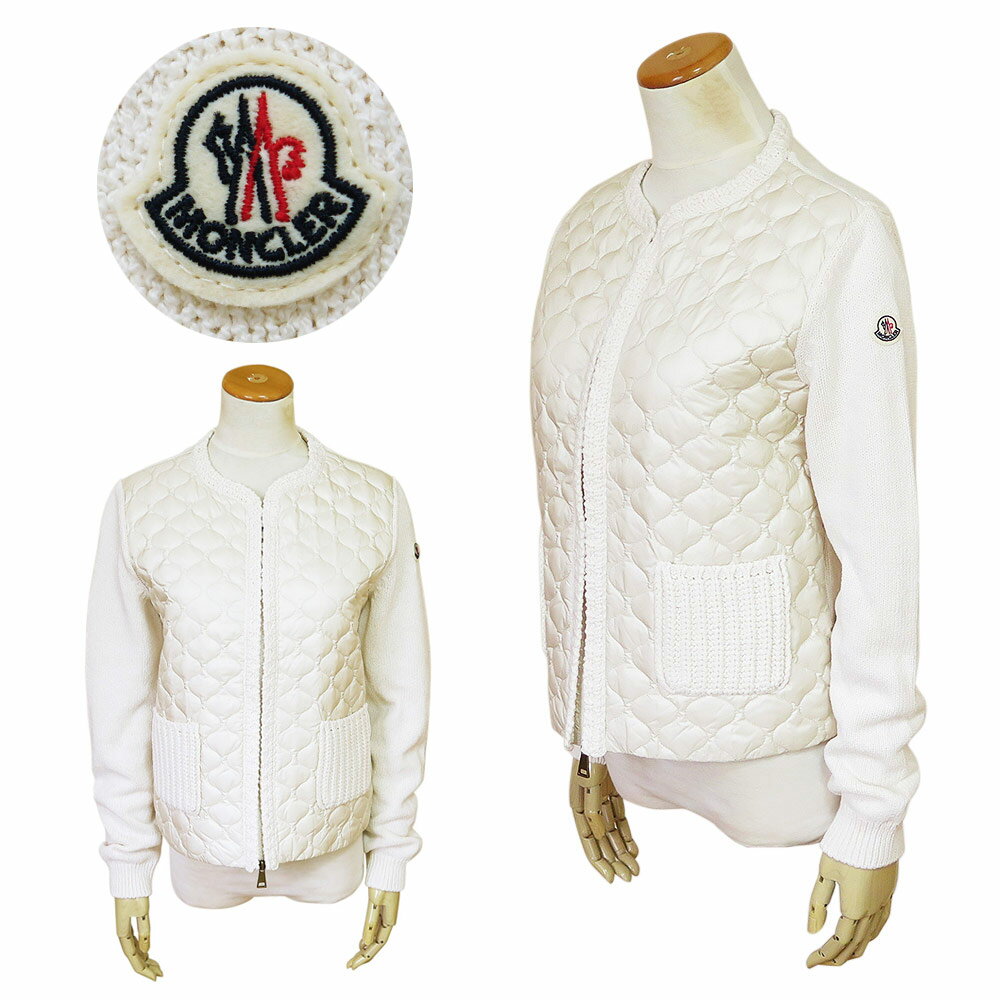 モンクレール MONCLER ダウンカーディガン レディース 9B00036 M5670 034 ダウンジャケット ニット アウター ホワイト 【2026年春夏新作】
