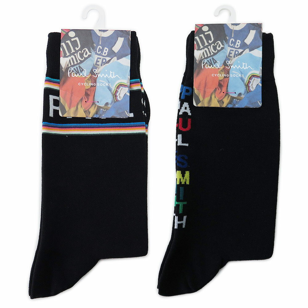 ポールスミス ソックス メンズ M1ACYCLE GF319 / GF320 靴下 ロゴ ボーダー サイクルソックス ナイロン ブラック 黒 Paul Smith SOCK CYCLE LGO【メール便対応】 MZAK