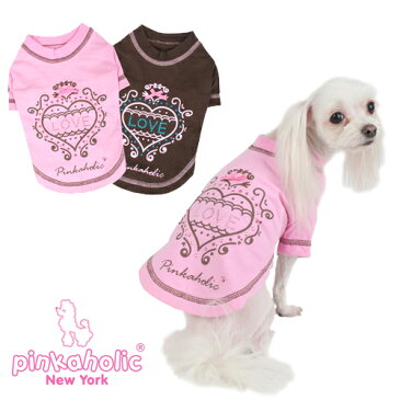 【即日発送可】PINKAHOLIC ピンカホリック ペット ペット ハート×ラインストーンデコ ラブリー柄 Tシャツ NAIA-TS103/