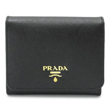 プラダ 折財布 PRADA ブラック 1MH176 QWA F0002/SAFFIANO METAL NERO　【I LOVE BRAND/楽天】【RCP】