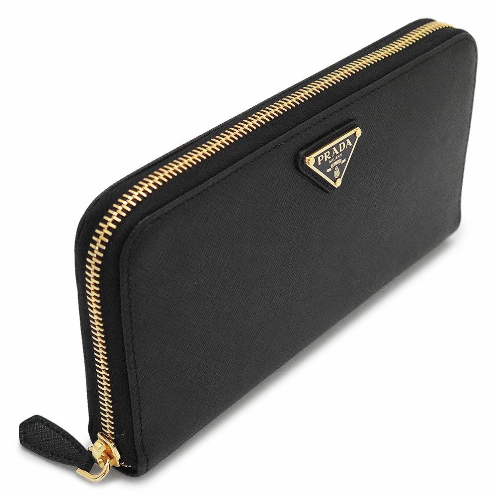 プラダ 長財布 サフィアーノ トライアングル ジップ アラウンド 1ML506 QHH F0002 ラウンドファスナー レザー ブラック 黒 PRADA