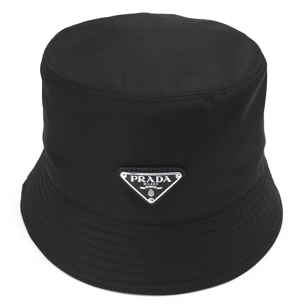 プラダ バケットハット バケツハット 帽子 トライアングルロゴ ブラック 黒 PRADA ...