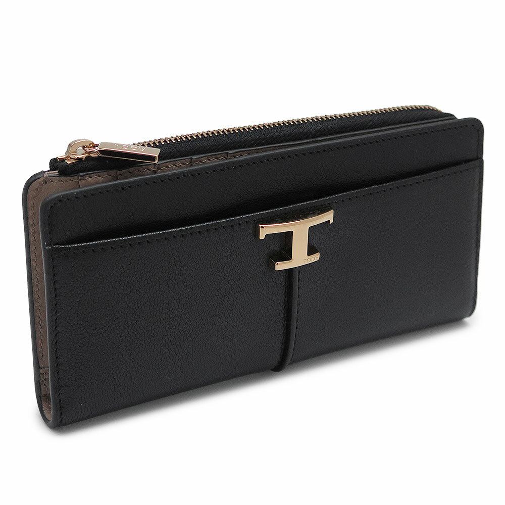 トッズ 長財布 レディース Tタイムレス 二つ折り長財布 L字ファスナー小銭入れ レザー バイカラー TOD'S XAWTSKBS400TLS