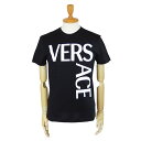 ヴェルサーチ Tシャツ 半袖 1001288 1A00922 1B000 トップス スリムフィット ロゴ コットン ブラック 黒 VERSACE T-SHIRT ヴェルサーチェ