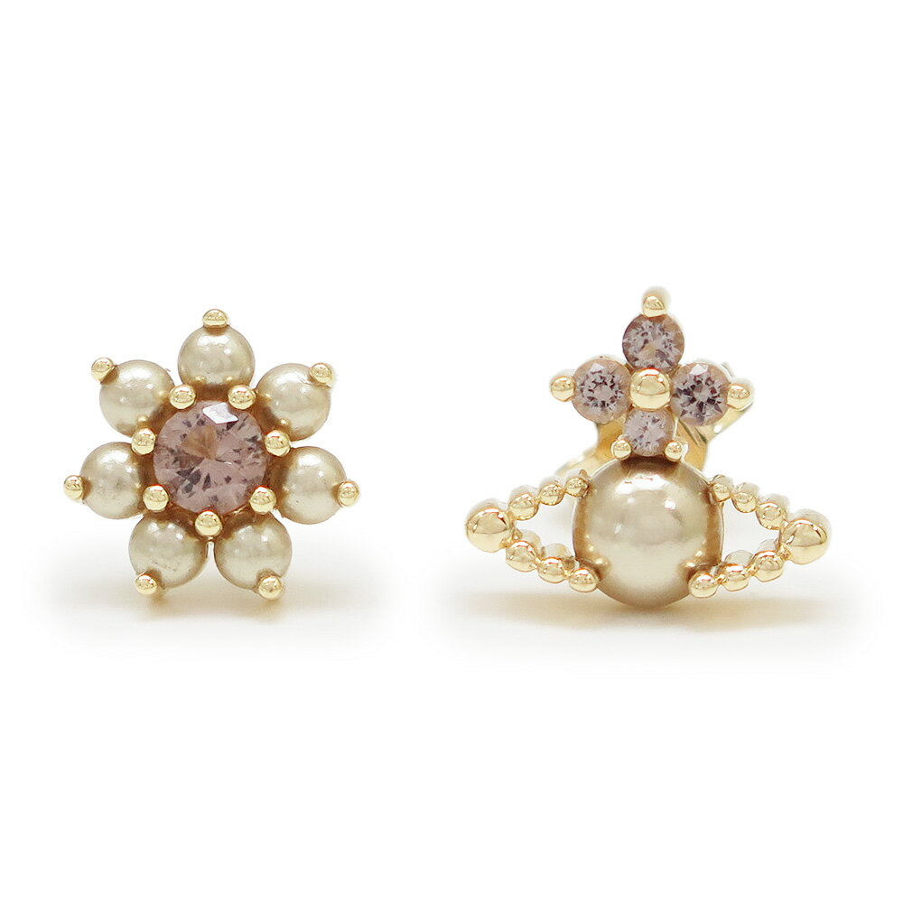 ヴィヴィアンウエストウッド ピアス レディース AGNES スタッドピアス アクセサリー ORB 花 フラワー ゴールド グレージュ 6201036Q 02R942 R942 Vivienne Westwood 【2025年秋冬新作】