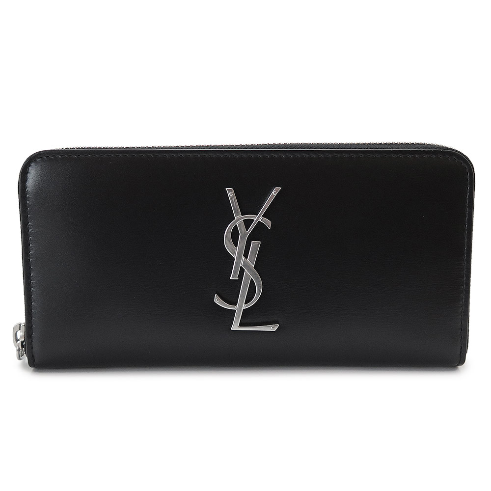 サンローラン 長財布 617415 0SX0E 1000 ラウンドファスナー YSLロゴ モノグラム カサンドラ レザー ブラック 黒 SAINT LAURENT 【2022年秋冬新作】