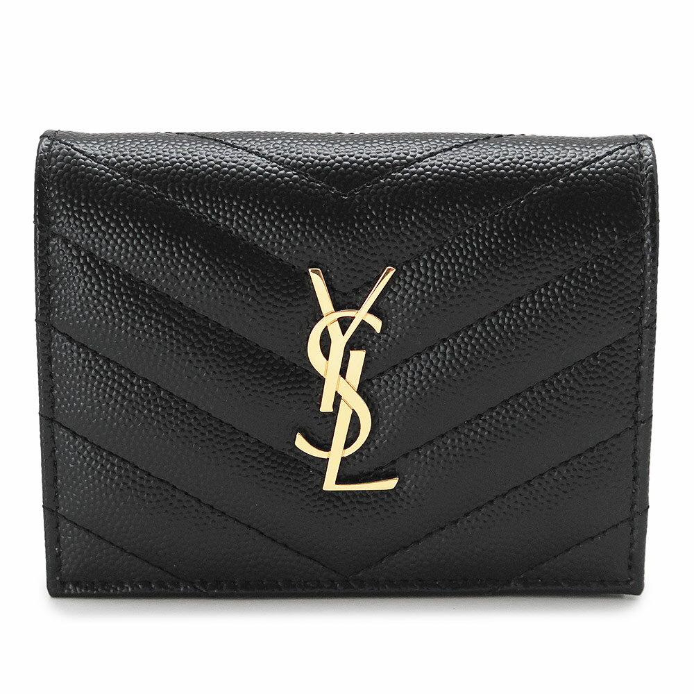 Rakuten - サンローラン 折財布 レディース モノグラム ウォレット 668290 BOWA1 1000 二つ折り財布 コンパクト財布 YSLロゴ レザー ブラック 黒 SAINT LAURENT 【2026年春夏新作】