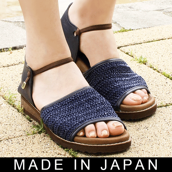 むぎわら風 コンフォートサンダル ストロー 麦わら パナマ フラットサンダル レディース 日本...