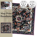 BINDU ビンドゥ Map Print Bandana マッププリント バンダナ 大判 50cm×50cm Catalina カタリーナ Black 綿 コッ...