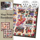 BINDU ビンドゥ Map Print Bandana マッププリント バンダナ 大判 50cm×50cm MEXICO メキシコ Olive Maroon ...