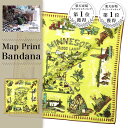 BINDU ビンドゥ Map Print Bandana マッププリント バンダナ 大判 50cm×50cm Minnesota ミネソタ グリーン 綿 コットン 100% ヴィンテージ風 プレゼントギフト