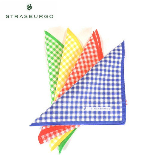 STRASBURGO（ストラスブルゴ）コットンポケットチーフギンガムチェック　43cm×43cm　綿100％　日本製