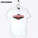 【定価3.6万・新品・S,M,XL】 DSQUARED2（ディースクエアード）クルーネックコットンプリントTシャツ ホワイト イタリア製 S74GD0441【60％OFF】