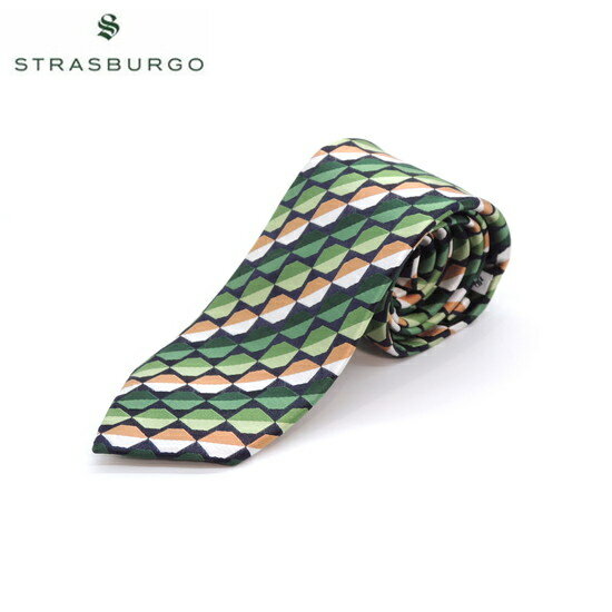 STRASBURGO（ストラスブルゴ）シルクネクタイ グリーングラデーション ジオメトリック 日本製