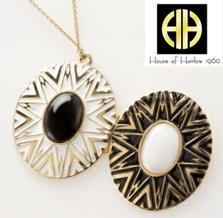 ハウスオブハーロウ ロケットネックレス ハウスオブハーロウ house of harlow 1960 14KT Gold Tribal Locket with White Cabochon N000677 スピリチュアル模様 　正規品取扱店舗