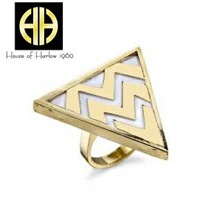 ハウスオブハーロウ house of harlow 1960 plated white leather triangle cocktail ring R000925W トライアングルリング 指輪 　正規..