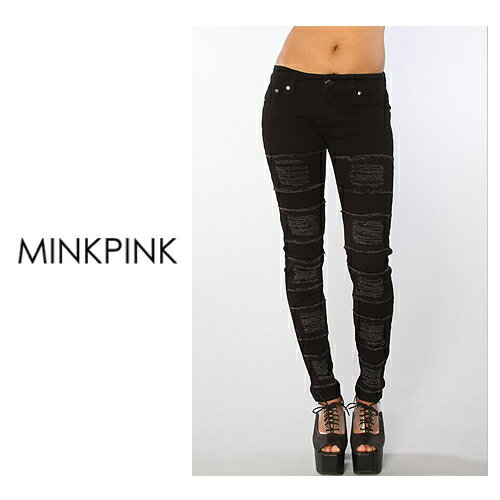 OUTLET アウトレット　MINK PINK ミンクピンク The Raptor Slashed Hipster Jeans クラッシュデニム ジーンズ 　正規品取扱店舗