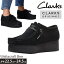 クラークス レディース ワラビー ウェッジ ブーツ Clarks Wallcraft Bee Black Suede 26173497 ワラクラフト ビー カジュアル シューズ ブラック スエード 正規品取扱店舗