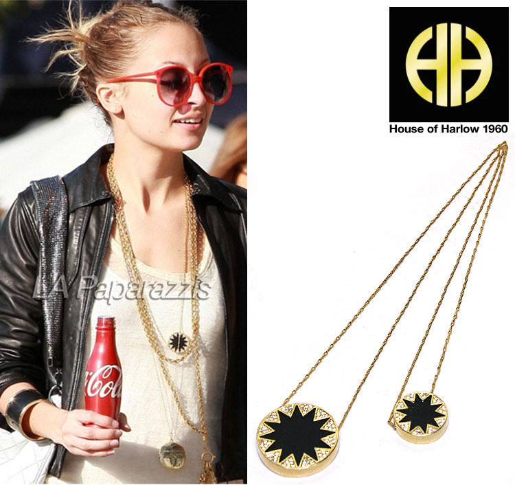 ネックレス　　【メール便送料無料】ハウスオブハーロウ/house of harlow 1960「Black/Gold Sunburst Stations...　