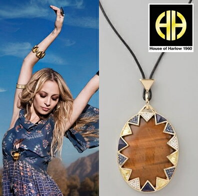 ネックレス　　【メール便送料無料】ハウスオブハーロウ/house of harlow 1960「Tiger Eye and Crystal Neckla...　