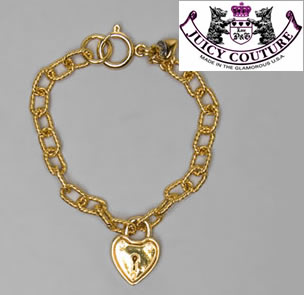 OUTLET アウトレット ジューシークチュール Juicy Couture Starter Bracelet with Heart Drop in Gold ゴールドチェーンブレスレット バングル 正規品取扱店舗