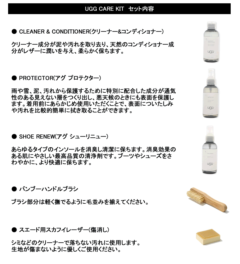 UGG アグ ケアキット CareKit クリーナー 消臭 汚れ落とし 防水 お手入れ用品 シープスキン ケア ギフト 正規品取扱店舗