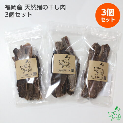 国産 無添加 福岡産 天然猪の干し肉 60g ×3個セット 犬 犬用 おやつ 猪肉 アレルギー イノシシ ジャーキー ドッグフード イリオスマイル