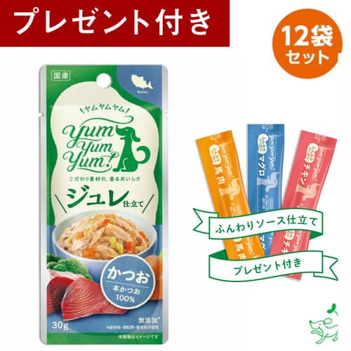 Yum Yum Yum!（ヤムヤムヤム）ジュレ仕立て かつお×12袋セット 犬 犬用 ドッグフード ウェットフード 国産ドッグフード ペットフード ナチュラルフード イリオスマイル