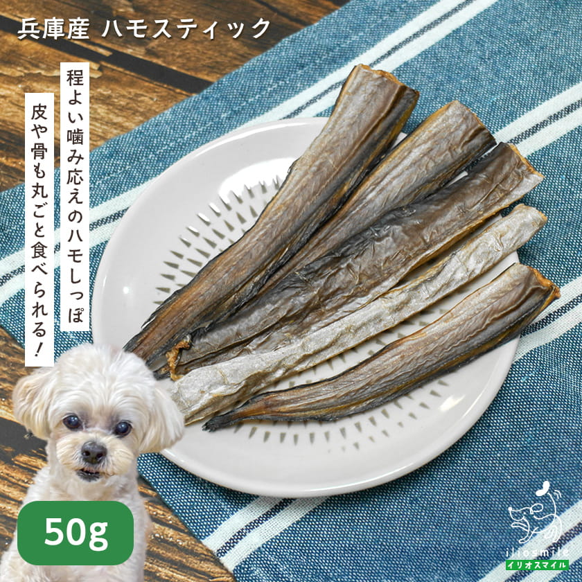 犬 おやつ 無添加 国産 鱧 ハモ オメガ3 DHA EPA 魚 魚の皮 魚おやつ ドッグフード ドックフード 【イリオスマイル / iliosmile】 兵庫産 ハモスティック 50g