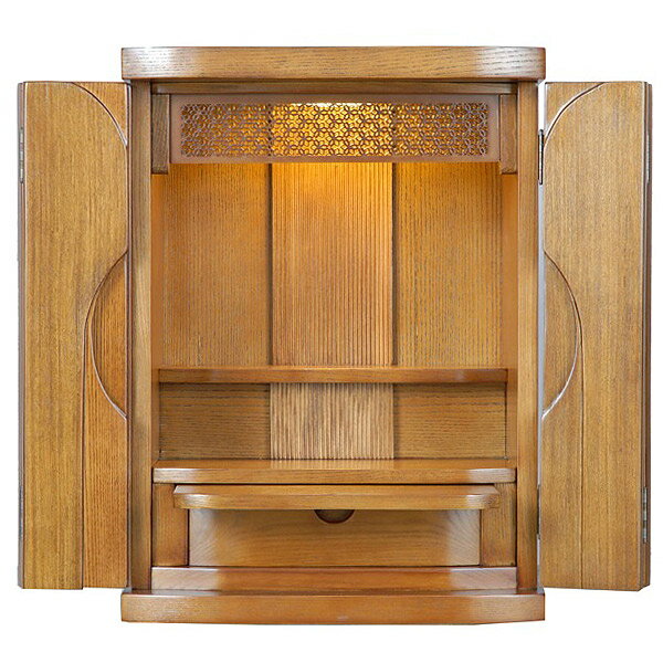 【感謝祭限定!確率1/2で最大100％ポイントバック】上置き 家具調仏壇 和モダン 総張り タモ 【戴勝(やつがしら)】 16号 幅40cm 奥行38.5cm