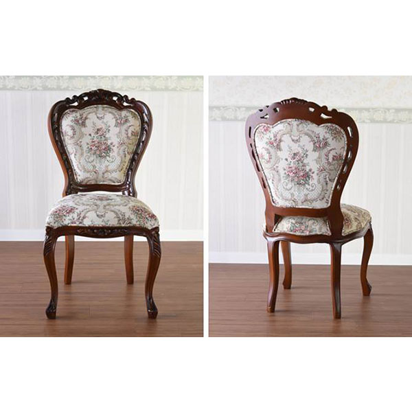 椅子 イス いす 猫脚 白 姫系 フェミニン アンティーク調 ロココ調 クラシック サロン PALMA ゴブランダイニングチェアー K-DC-05GB-BR/WH [3]