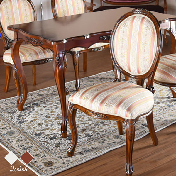 【マラソン限定!確率1/2で最大100％ポイントバック】ダイニングチェア 椅子 イス いす 猫脚 ホワイト 白 姫系 フェミニン アンティーク調 ロココ調 クラシック サロン ストライプ ダイニングチェアー K-NM-015WH2/K-NM-015BR