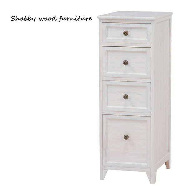スリムチェスト[MCH-5482AW] 幅30 タンス たんす リビング収納 隙間収納 おしゃれ シンプル ナチュラル かわいい 白 Shally SHABBY WOOD FURNITURE