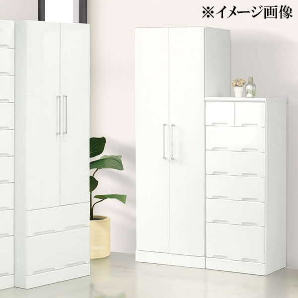 ロッカー ワードローブ クローゼット 洋服タンス 衣類 洋服 衣服 収納開き戸 服吊り 引き出し 白 ホワイト 日本製 幅60 [Crystal3/クリスタル3/60ロッカー] [2]