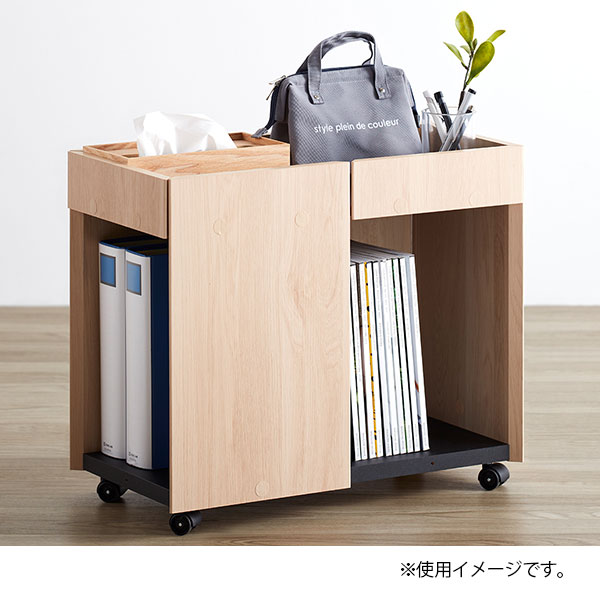 【大感謝祭限定!確率1/2で最大100%ポイントバック】[ワークポイント オフィス ワゴン ダブル WPM-5060DE-NA/DB] デスク下 机下 収納 ラック キャスター付き スリム 棚 キッチン [2]
