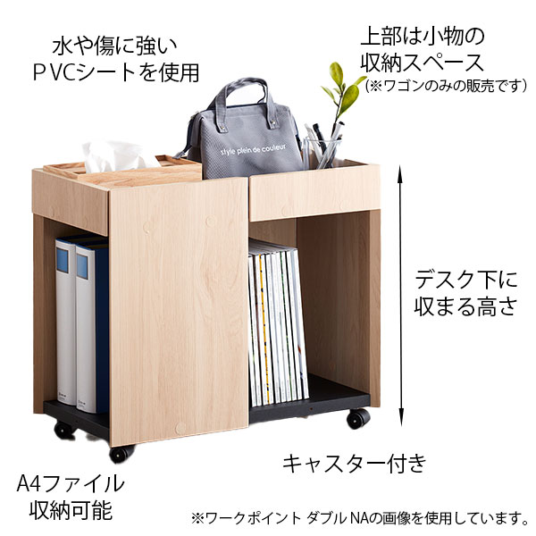 【大感謝祭限定!確率1/2で最大100%ポイントバック】[ワークポイント オフィス ワゴン ダブル WPM-5060DE-NA/DB] デスク下 机下 収納 ラック キャスター付き スリム 棚 キッチン [3]