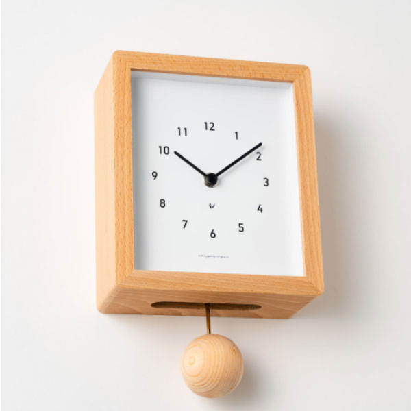 寝室も安心 振り子時計 掛け置き兼用 Blanc CLOCK(ナチュラル/カフェブラウン)CH-072NA/CH-072CB ブナ 小ぶり 静音 背面裏蓋なし とけい CHAMBRE シャンブル [2]
