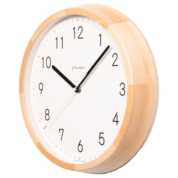 静音稼働 電波時計 スイープ運針 BRUNCH CLOCK【NATURAL MILK】CH-056BC ブナ無垢材 かわいい おしゃれ 落ち着いた やわらか 明るい CHAMBRE シャンブル [3]