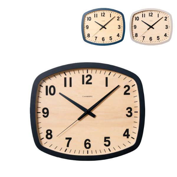 静音稼働 電波時計 スイープ運針 R-SQUARE CLOCK 【BLACK】【NAVY 】【GRA