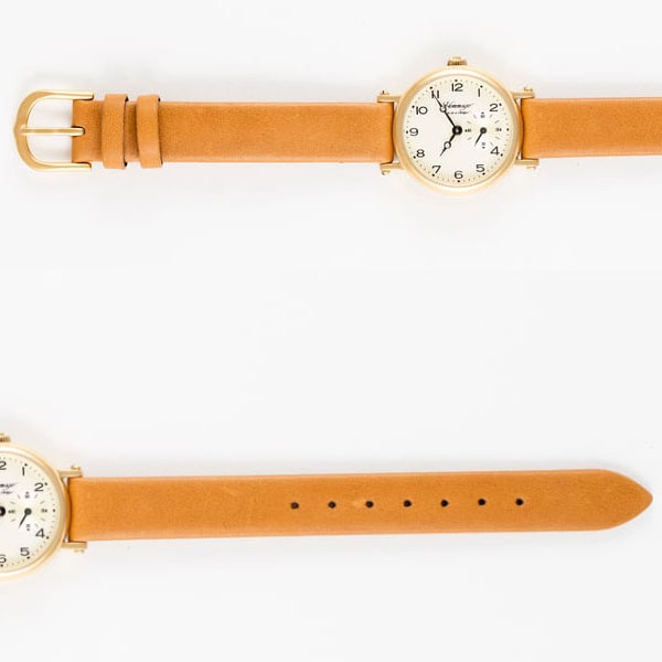 デザインウォッチ 腕時計 シック シンプル ゴールド キャメル 金 オールド加工 アンティーク調 牛皮 Hommage HG-019 Gold / camel CHAMBRE シャンブル とけい [3]