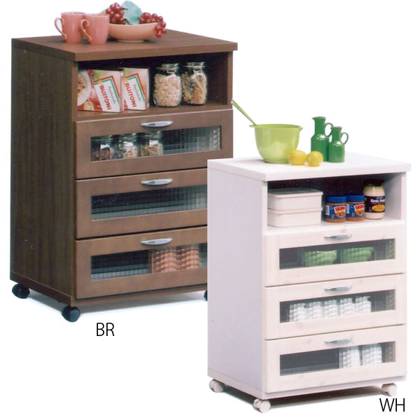 バニラ 60 カウンター ワゴン キャスター 収納 キッチン ダイニング おしゃれ かわいい シンプル ナチ..