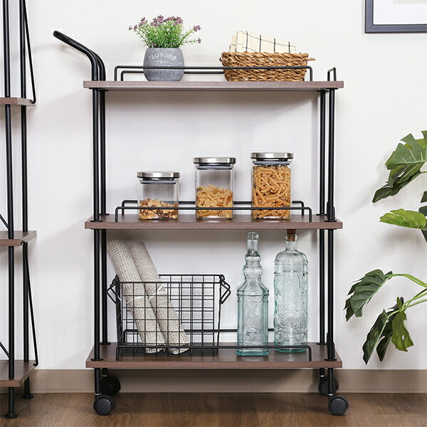 【マラソン限定!確率1/2で最大100%ポイントバック】[EZBO ツイストロック キッチンカートMBR(71878)/OAK NA(71879)]組立簡単 モダン スタイリッシュ 取っ手付き シック