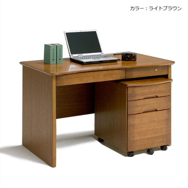 110デスク+42天アップワゴン 机 書斎 パソコンデスク オフィスデスク (サファリ) [2]